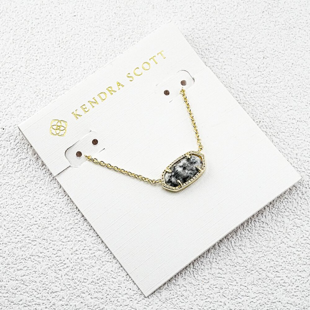 Kendra Scott Dark Black & White Natural Stone Necklace